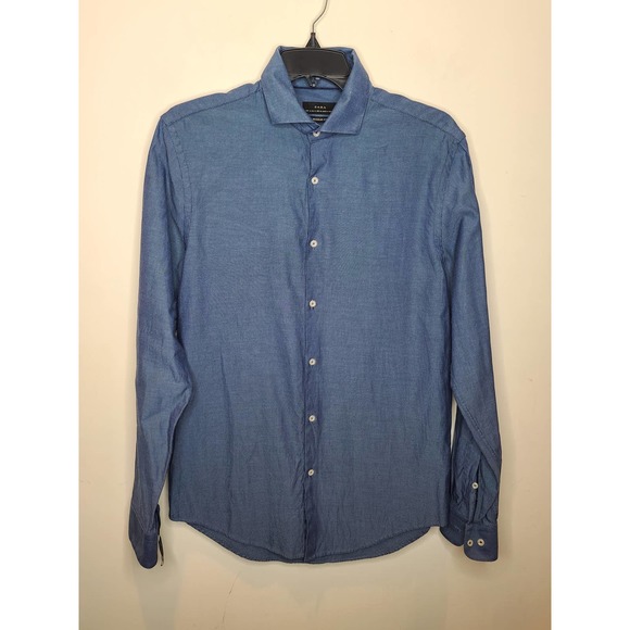 Zara blue long sleeve button down shirt - medium - Picture 1 of 4